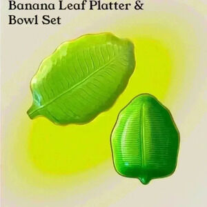 MCM Banana Leaf Platter and Bowl Serving Dishes